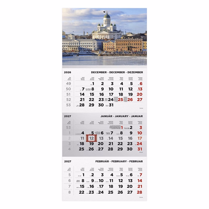 Speditőr naptár TOPTIMER T072 1 tömbös 3 havi Város 2027