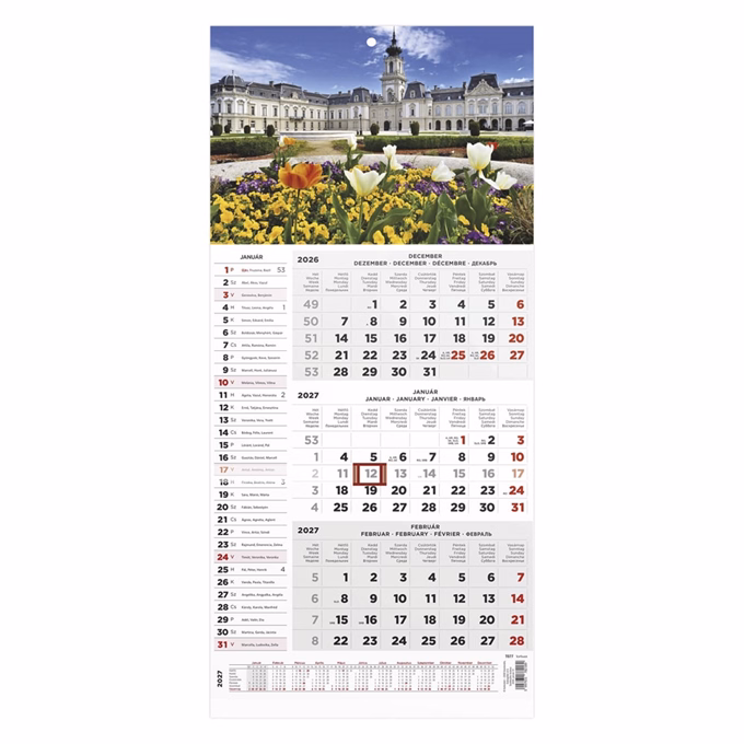 Speditőr naptár TOPTIMER T077 1 tömbös 3 havi névnapokkal Kastély 2027