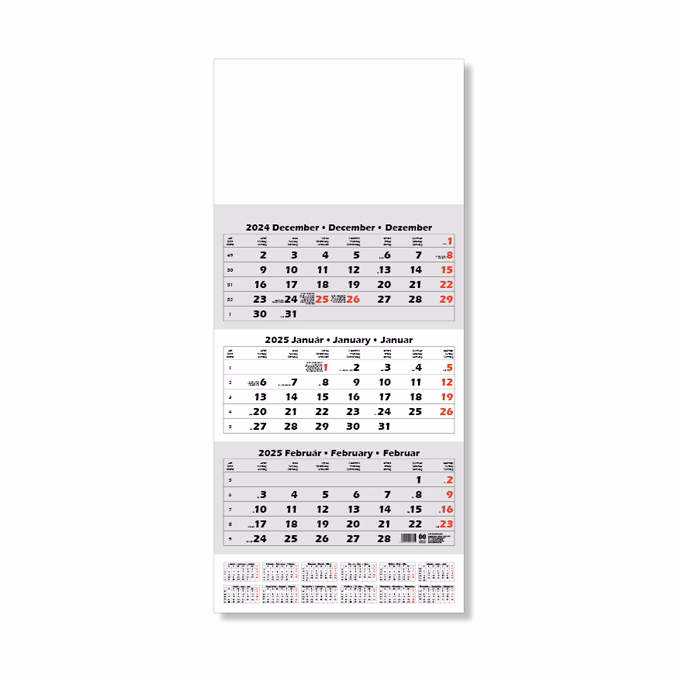 Speditőr naptár S103 1 tömbös 3 havi üres fejrész 2026.