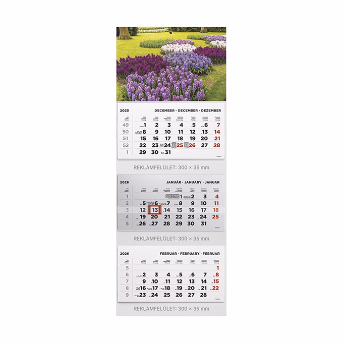 Speditőr naptár TOPTIMER T070 3 tömbös 3 havi Kert 2026.