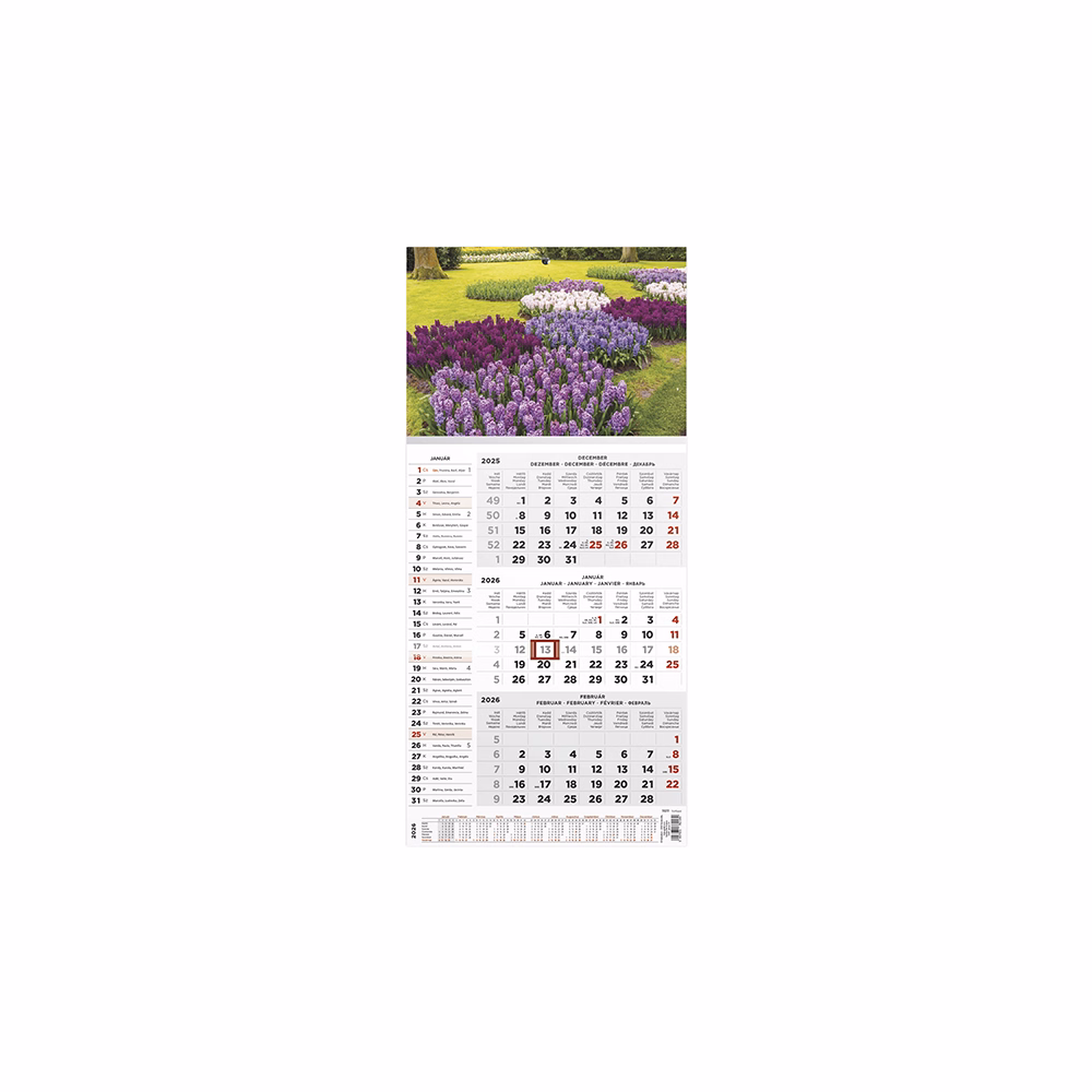 Speditőr naptár TOPTIMER T077 1 tömbös 3 havi névnapokkal Kert 2026.