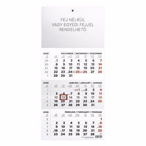 Speditőr naptár TOPTIMER T078 1 tömbös 3 havi üres fejrész 2026.