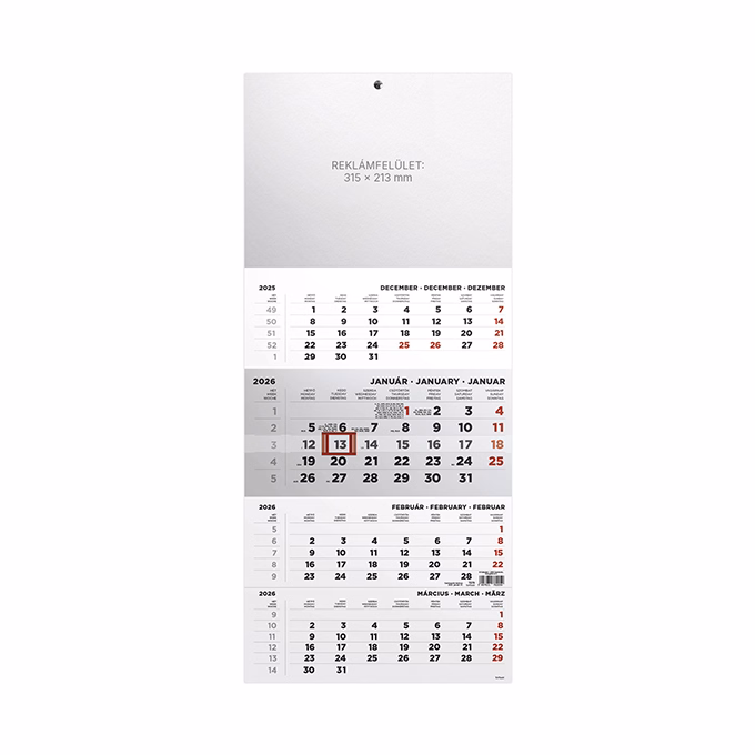 Speditőr naptár TOPTIMER T079 1 tömbös 4 havi üres fejrész 2026.