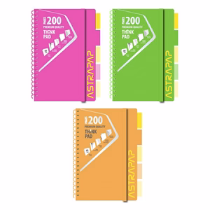 Spirálfüzet kockás ASTRA PAP A/4 100 lapos perforált színregiszteres Neon