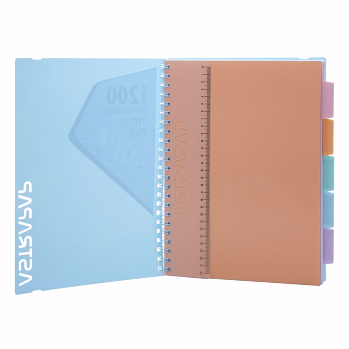 Spirálfüzet kockás ASTRA PAP A/4 100 lapos perforált színregiszteres Pasztell