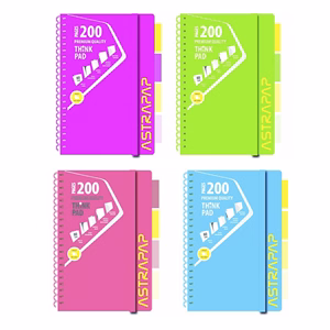 Spirálfüzet kockás ASTRA PAP A/5 100 lapos perforált színregiszteres Neon