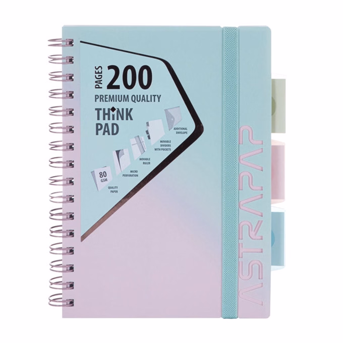 Spirálfüzet kockás ASTRA PAP A/5 100 lapos perforált színregiszteres Ombre világos