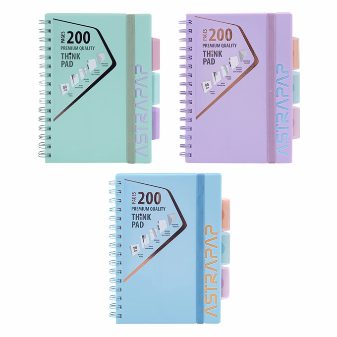 Spirálfüzet kockás ASTRA PAP A/5 100 lapos perforált színregiszteres Pasztell