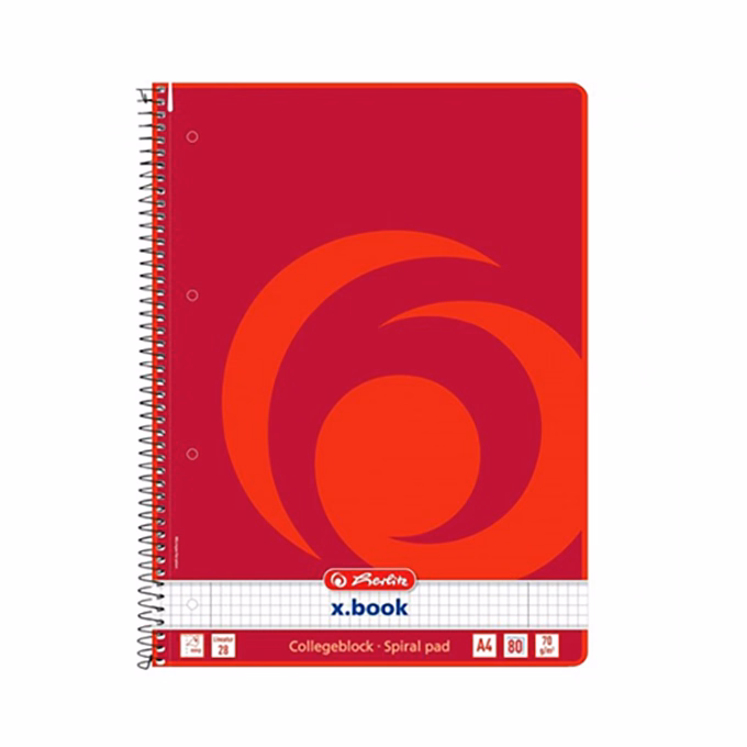 Spirálfüzet kockás HERLITZ A/4 80 lapos perforált lyukasztott