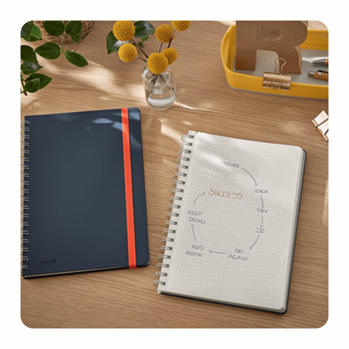 Spirálfüzet kockás LEITZ B/5 80 lapos Cosy Soft Touch keményfedeles bársonyszürke