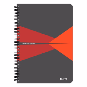 Spirálfüzet kockás LEITZ Office A/5 90 lapos PP borítóval piros