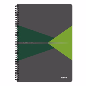 Spirálfüzet kockás LEITZ Office A/5 90 lapos PP borítóval zöld