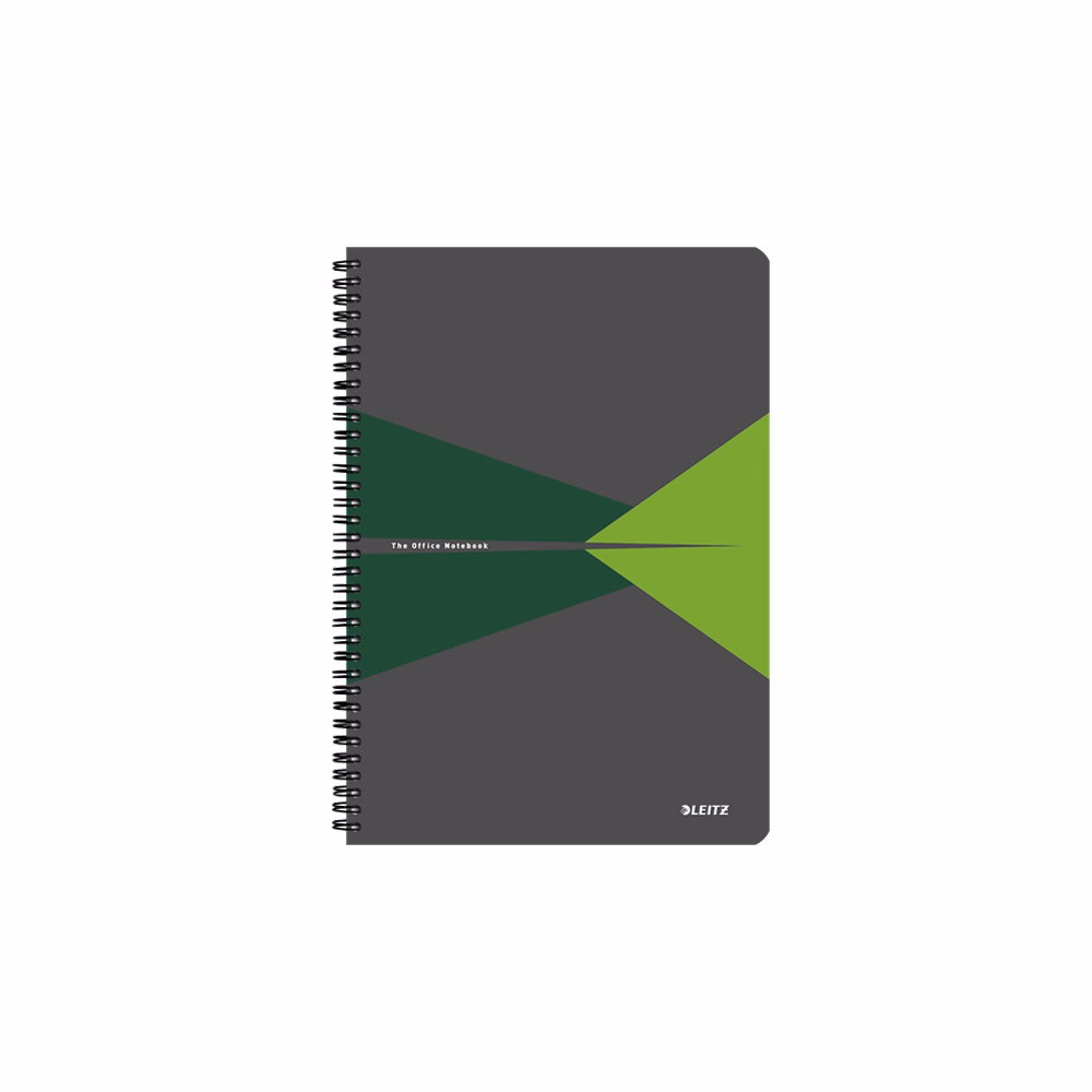 Spirálfüzet kockás LEITZ Office A/5 90 lapos PP borítóval zöld