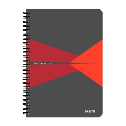 Spirálfüzet kockás LEITZ Office A/5 90 lapos karton borítóval piros