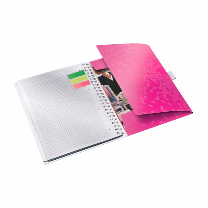 Spirálfüzet kockás LEITZ Wow Active A/4 80 lapos rózsaszín