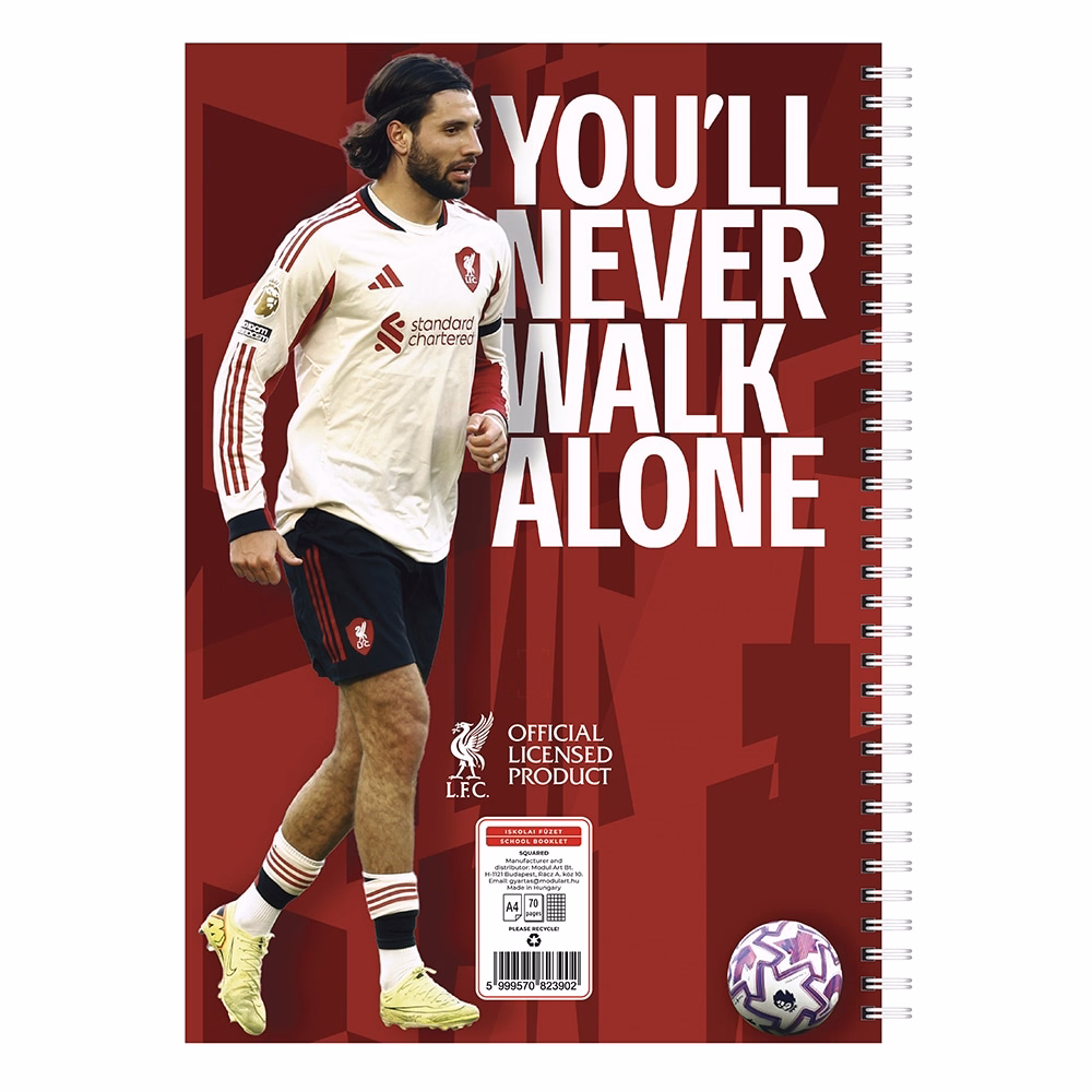 Spirálfüzet kockás LIVERPOOL A/4 70 lapos