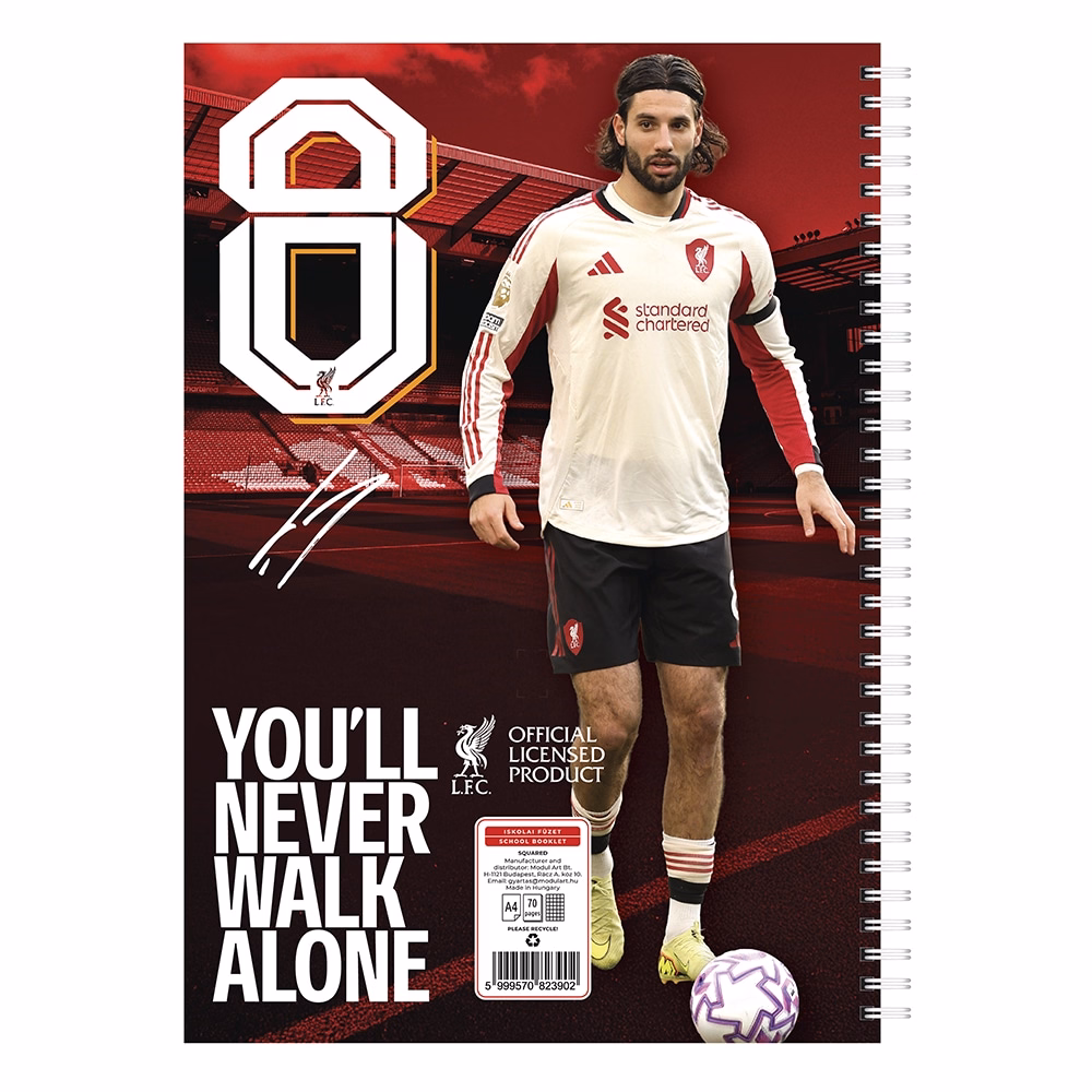 Spirálfüzet kockás LIVERPOOL A/4 70 lapos