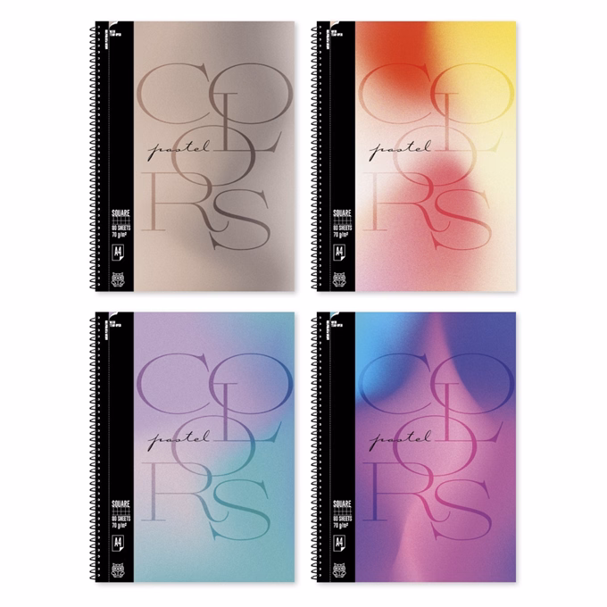 Spirálfüzet kockás Pastel A/4 70 lapos vegyes színek