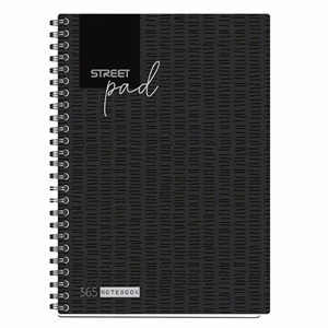 Spirálfüzet kockás STREET Pad A/5 100 lapos fekete Spirálfüzet kockás STREET Pad A/5 100 lapos fekete