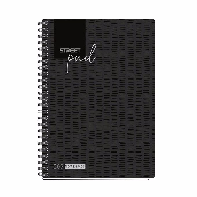 Spirálfüzet kockás STREET Pad A/5 100 lapos fekete Spirálfüzet kockás STREET Pad A/5 100 lapos fekete