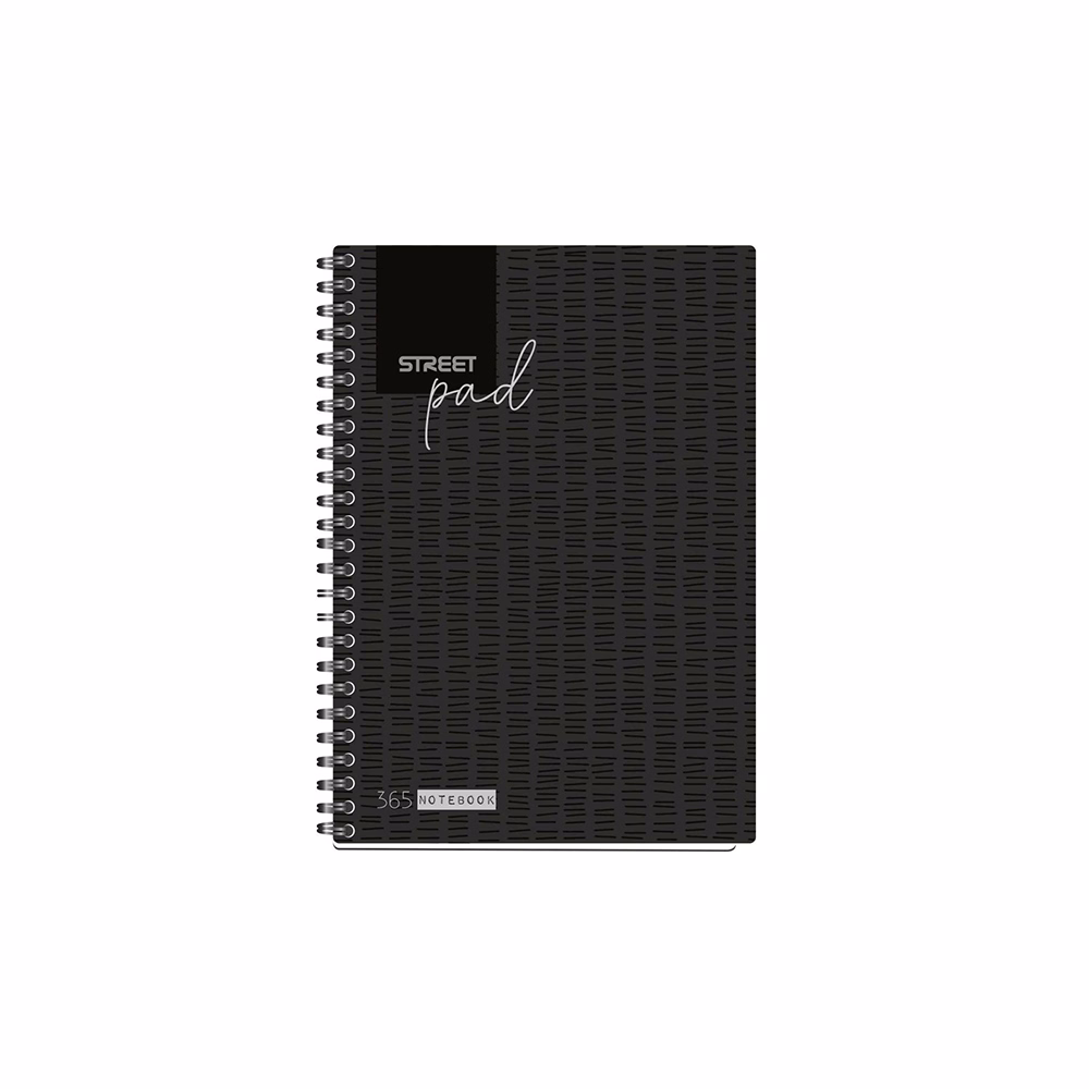 Spirálfüzet kockás STREET Pad A/5 100 lapos fekete Spirálfüzet kockás STREET Pad A/5 100 lapos fekete