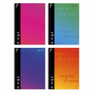 Spirálfüzet sima Neon A/4 70 lapos vegyes színek