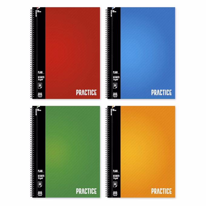 Spirálfüzet sima Practice A/4 70 lapos vegyes minták