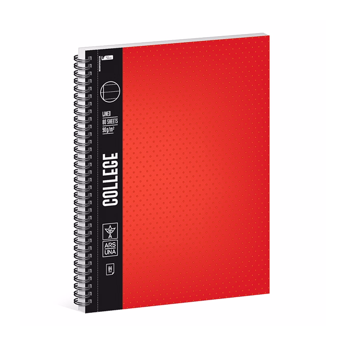 Spirálfüzet vonalas ARS UNA College A/4 80 lapos piros