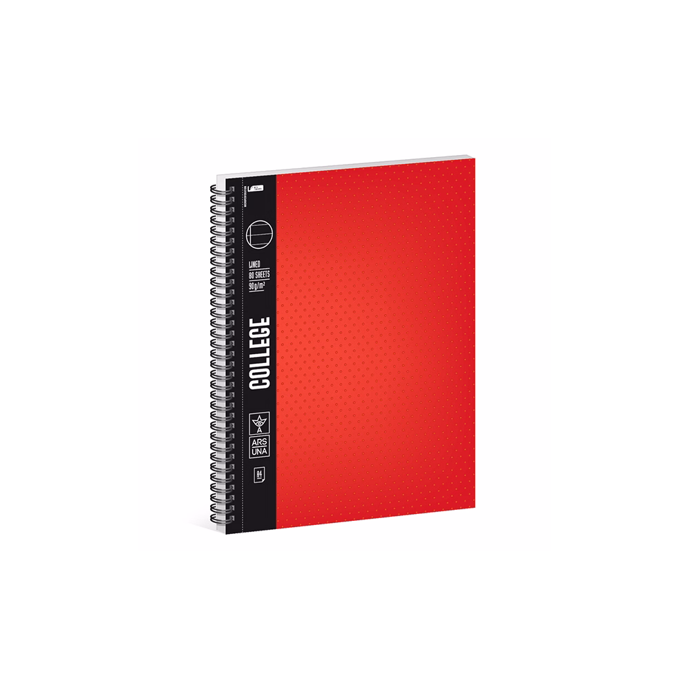 Spirálfüzet vonalas ARS UNA College A/4 80 lapos piros
