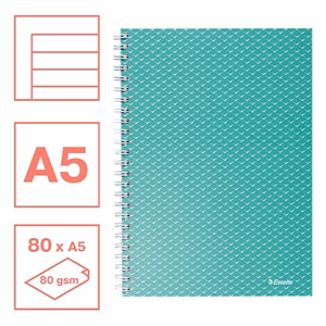 Spirálfüzet vonalas ESSELTE A/5 80 lapos Colour Breeze zöld