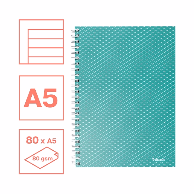 Spirálfüzet vonalas ESSELTE A/5 80 lapos Colour Breeze zöld