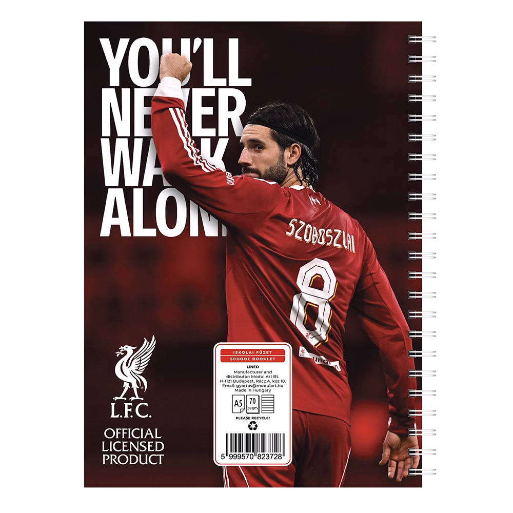 Spirálfüzet vonalas LIVERPOOL A/5 70 lapos
