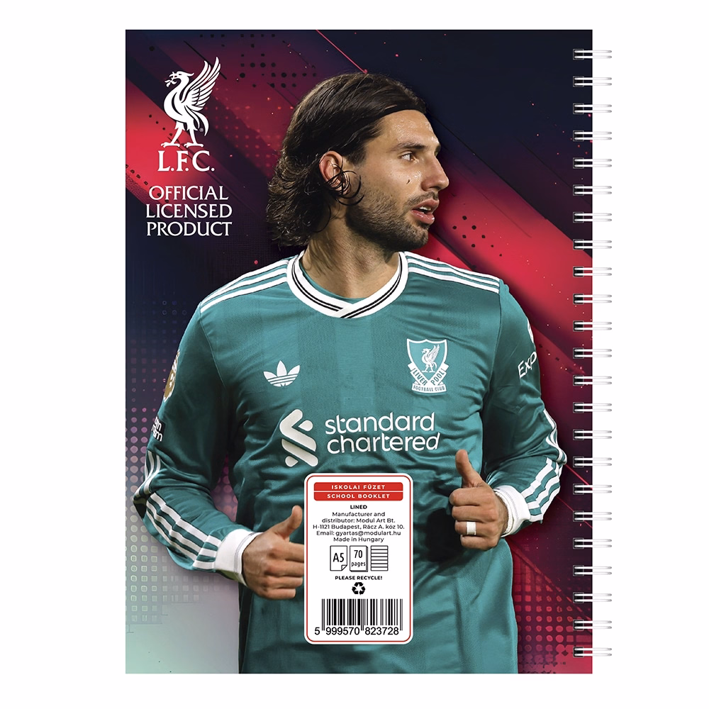Spirálfüzet vonalas LIVERPOOL A/5 70 lapos