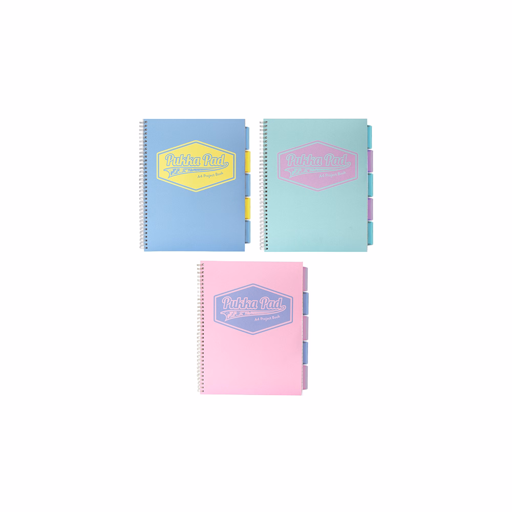 Spirálfüzet vonalas PUKKA PAD A/4 100 lapos Pastell regiszteres