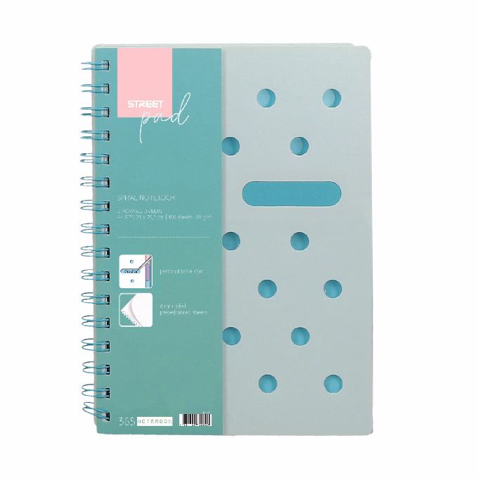 Spirálfüzet vonalas STREET Pad A/5 100 lapos pasztell zöld