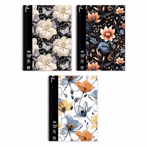 Spirálfüzet vonalas Virágos A/4 70 lapos vegyes minták