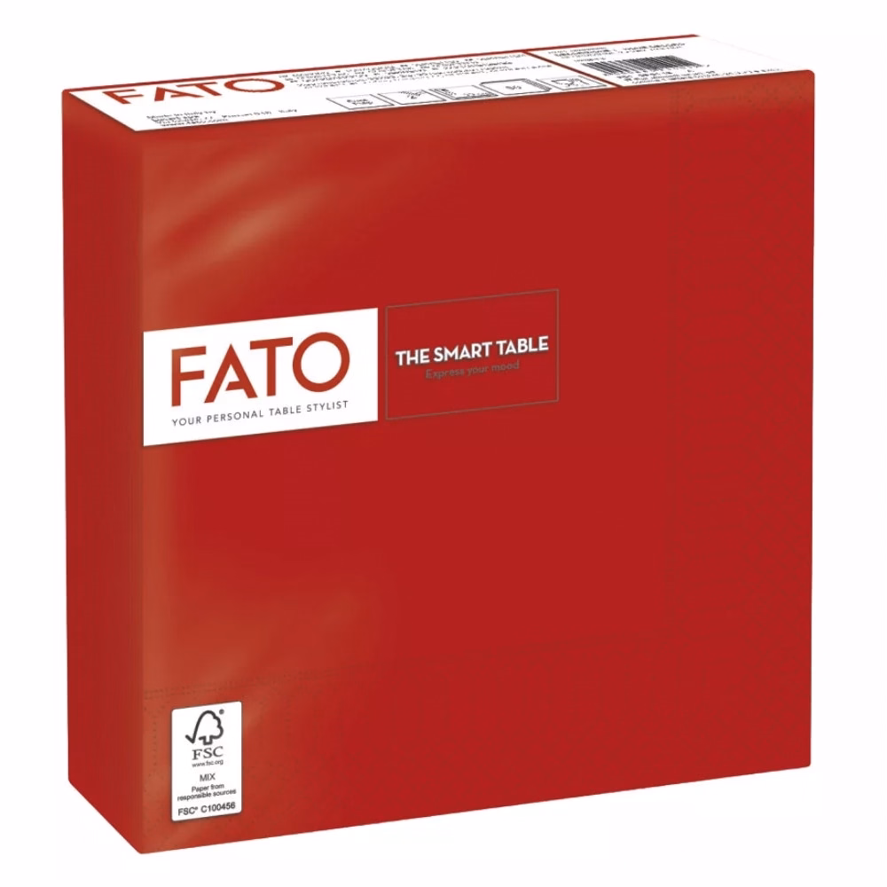Szalvéta FATO Smart Table színes 2 rétegű 33x33 cm 50 lapos piros