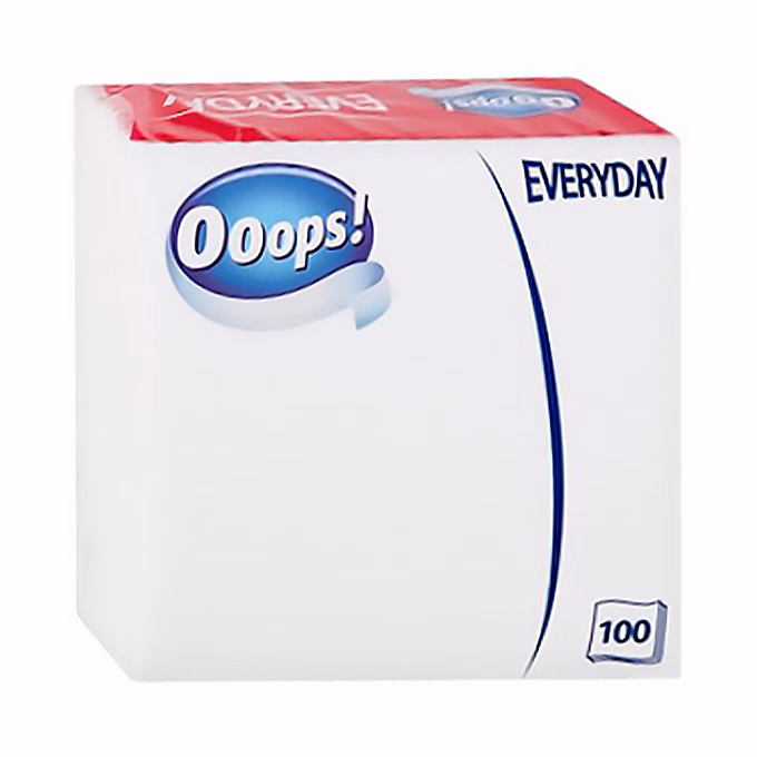 Szalvéta OOOPS! Everyday 1 rétegű 100 lapos 33x33 cm fehér Szalvéta OOOPS! Everyday 1 rétegű 100 lapos 33x33 cm fehér