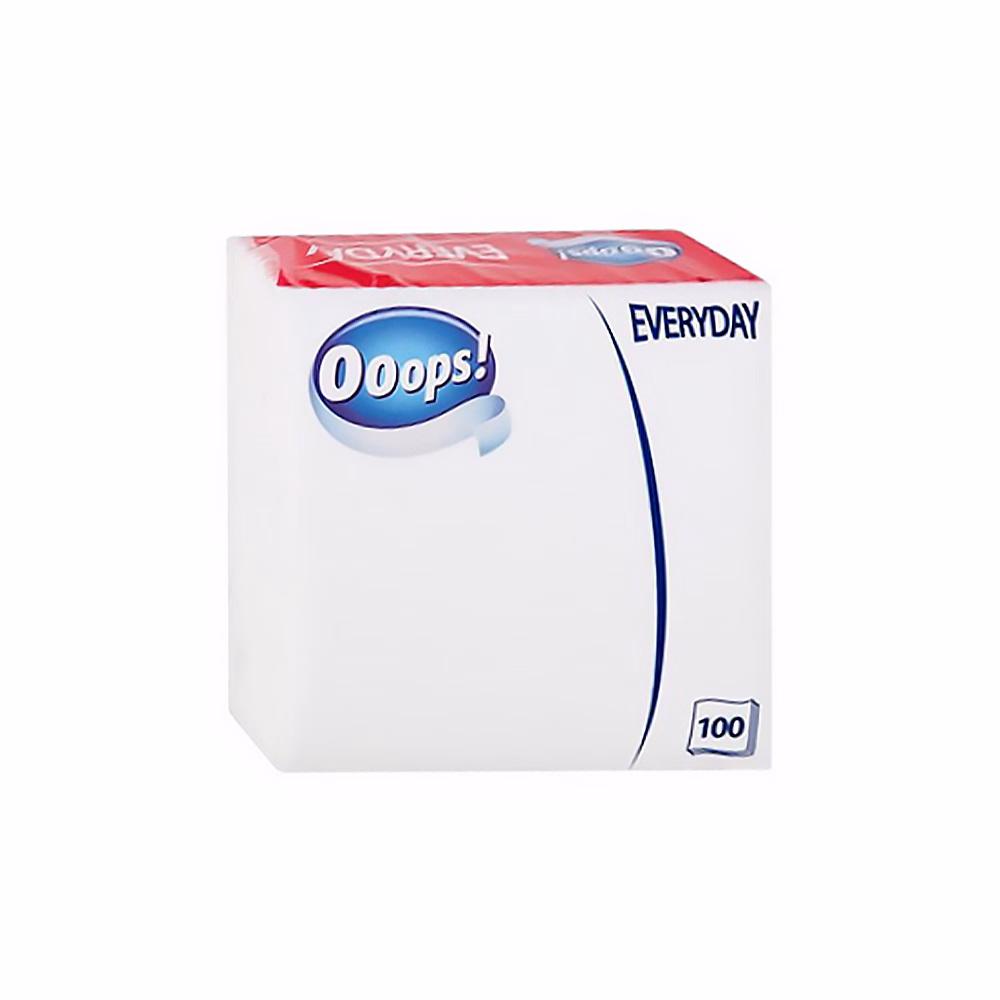 Szalvéta OOOPS! Everyday 1 rétegű 100 lapos 33x33 cm fehér Szalvéta OOOPS! Everyday 1 rétegű 100 lapos 33x33 cm fehér
