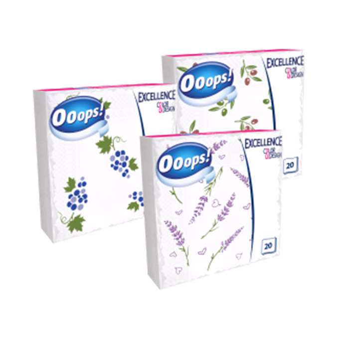 Szalvéta OOOPS! Excellence Color&Design 3 rétegű mintás 20 lapos