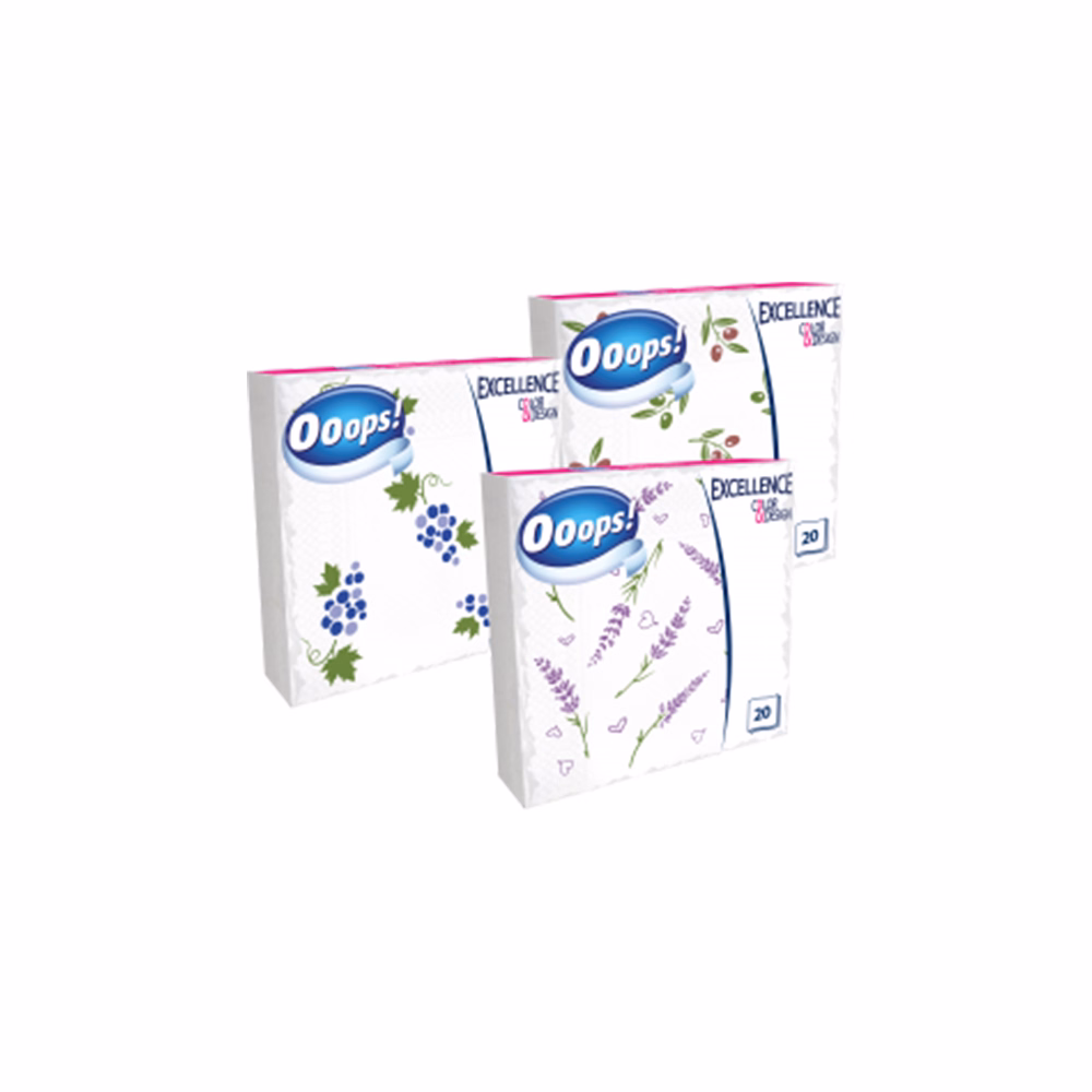 Szalvéta OOOPS! Excellence Color&Design 3 rétegű mintás 20 lapos