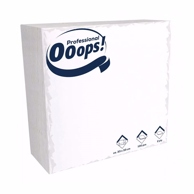 Szalvéta OOOPS! Professional 2 rétegű fehér 33x33 cm 100 lapos