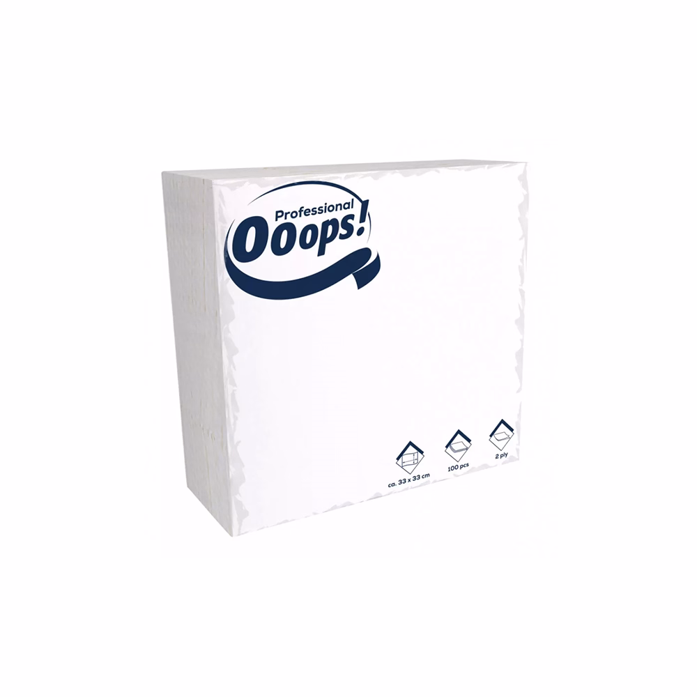 Szalvéta OOOPS! Professional 2 rétegű fehér 33x33 cm 100 lapos