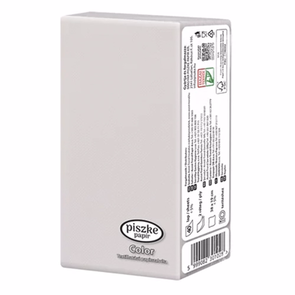 Szalvéta PISZKE Color textilhatású 2 rétegű 38x19 cm 1/8 hajtogatott 40 lapos vegyes