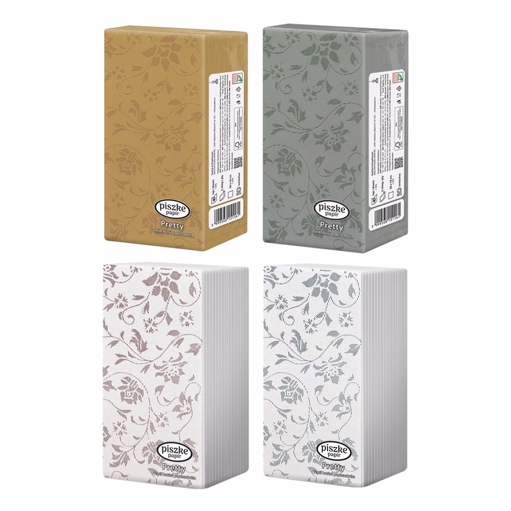 Szalvéta PISZKE Pretty textilhatású 2 rétegű 38x19cm 1/8 hajtogatott 40 lapos vegyes