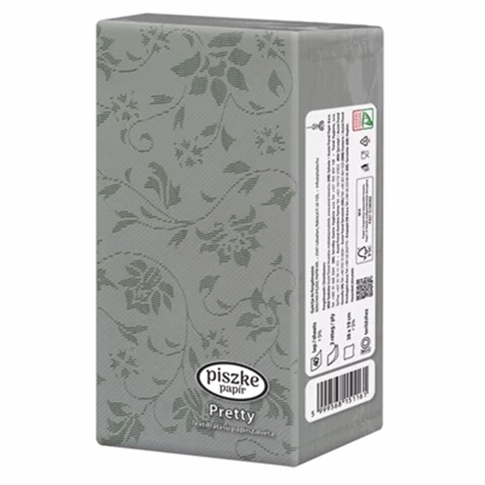 Szalvéta PISZKE Pretty textilhatású 2 rétegű 38x19cm 1/8 hajtogatott 40 lapos vegyes