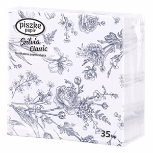 Szalvéta PISZKE Szilvia Classic 2 rétegű 33x33 cm 1/4 hajtogatott 35 lapos vegyes mintás