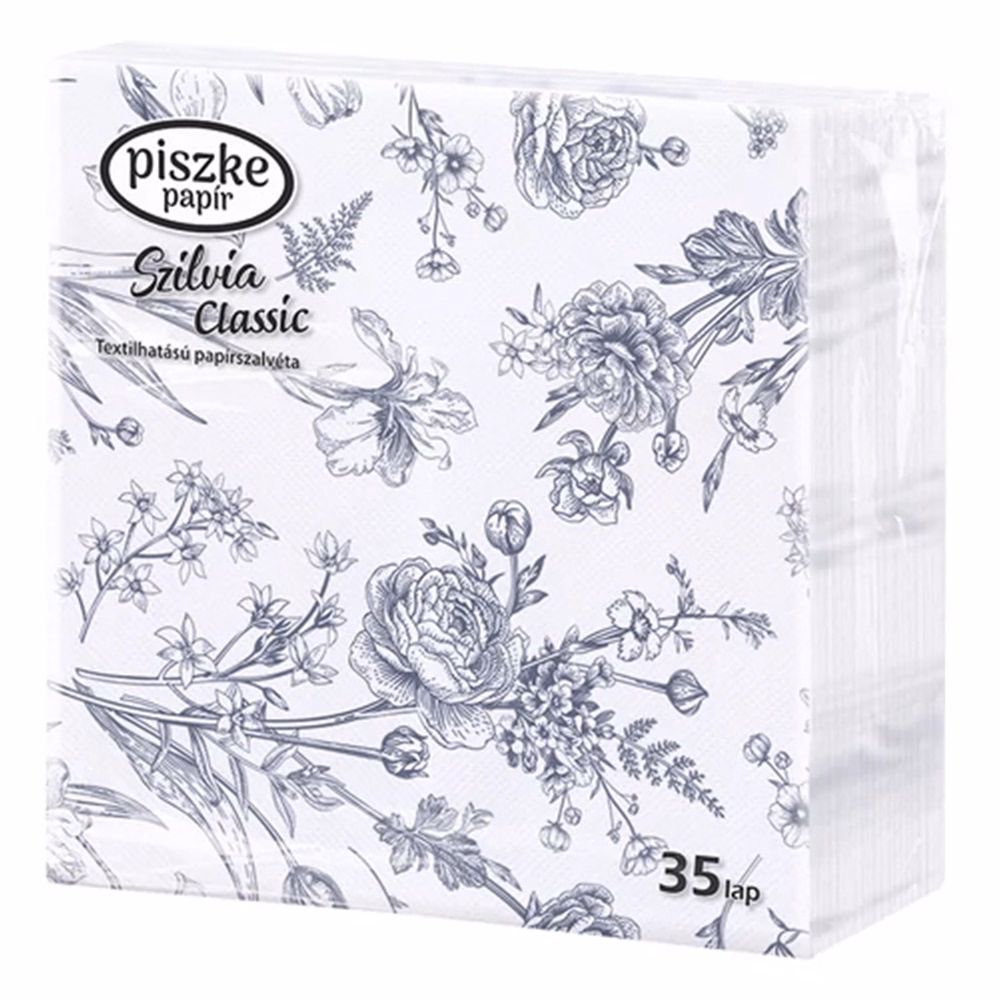 Szalvéta PISZKE Szilvia Classic 2 rétegű 33x33 cm 1/4 hajtogatott 35 lapos vegyes mintás