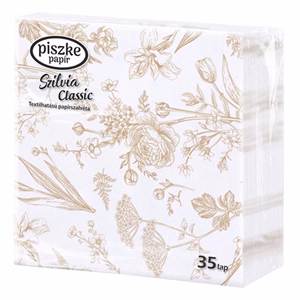 Szalvéta PISZKE Szilvia Classic 2 rétegű 33x33 cm 1/4 hajtogatott 35 lapos vegyes mintás