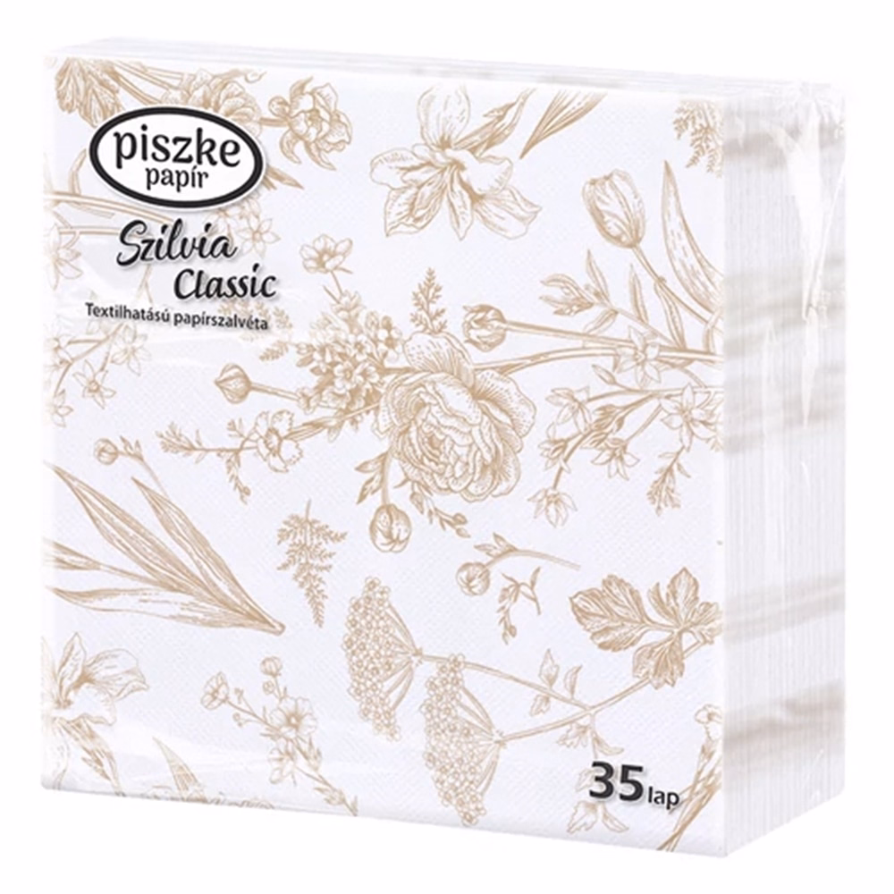 Szalvéta PISZKE Szilvia Classic 2 rétegű 33x33 cm 1/4 hajtogatott 35 lapos vegyes mintás